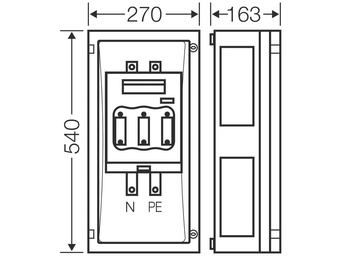 AP-Sicherungslasttrenngehäuse mit 1 Sich.NH-1 250A, Türe, ENYSTAR