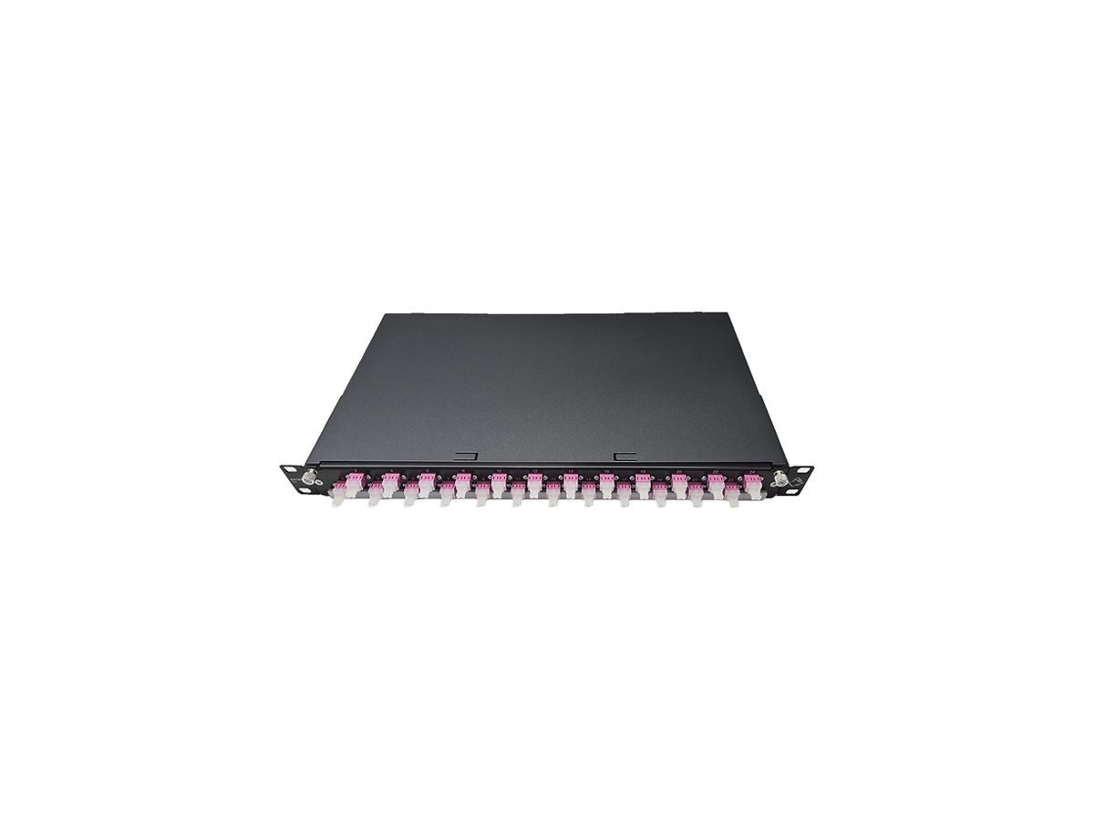Breakoutbox 19" Dätwyler OV-SO 24×LCD/PC blau OS2 versetzt 1HE schwarz