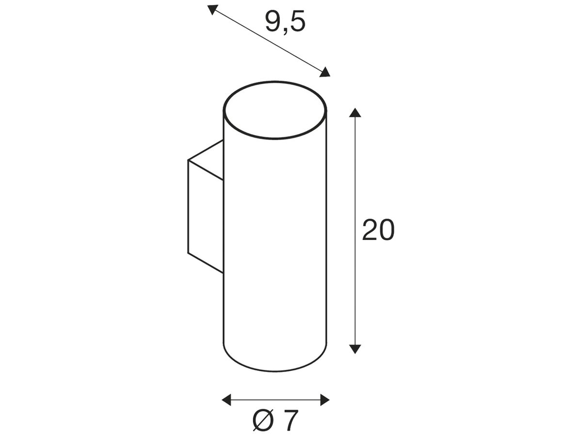 Wandleuchte SLV ASTO TUBE GU10 2×10W Ø70×200mm schwarz