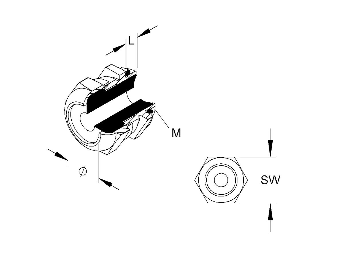 Kabelverschraubung M16 5…10mm Messing vernickelt