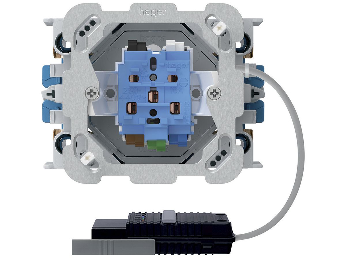 EB-Steckdose 1×T15/25 Hager Rundkabel mit EB-Dose G3