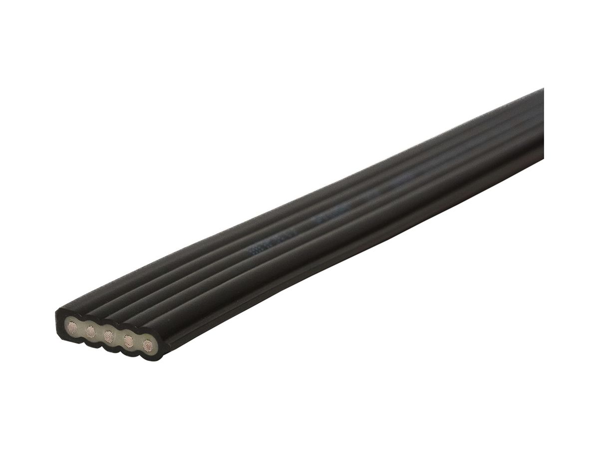 Flachkabel Woertz Power 5×2.5 mm² PVC schwarz Eca