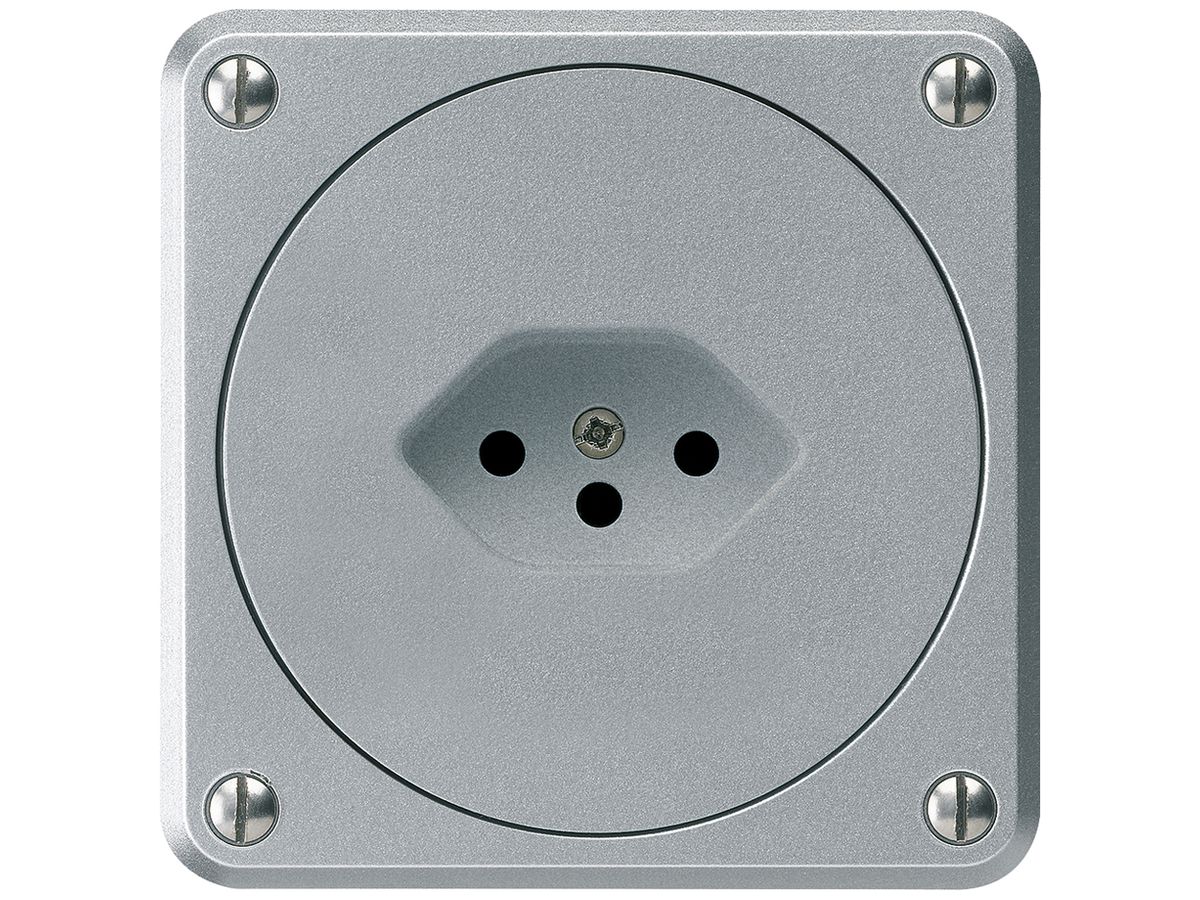 UP-Steckdose robusto Typ 13 aluminium ohne Klappdeckel