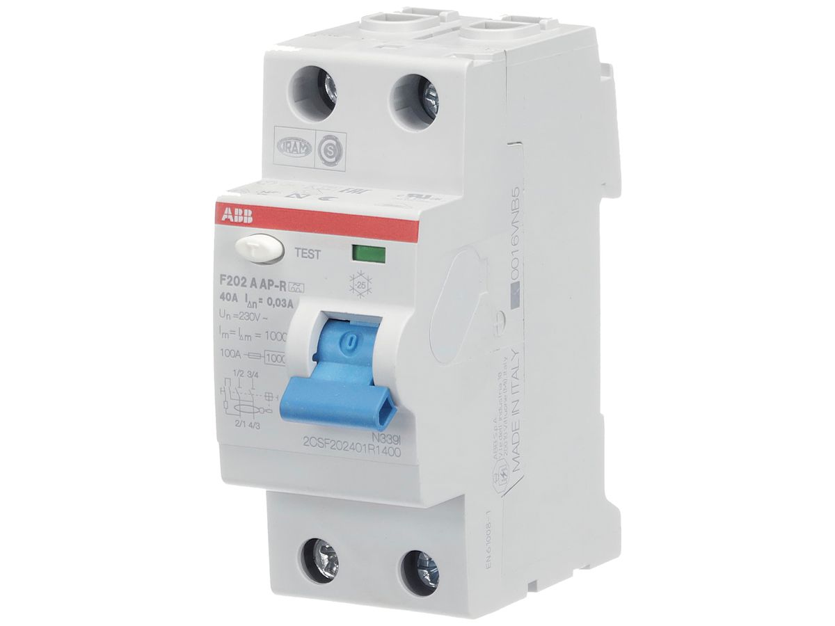 Fehlerstromschutzschalter ABB 30mA 40A 1P+N F202A-40/0.03 AP-R