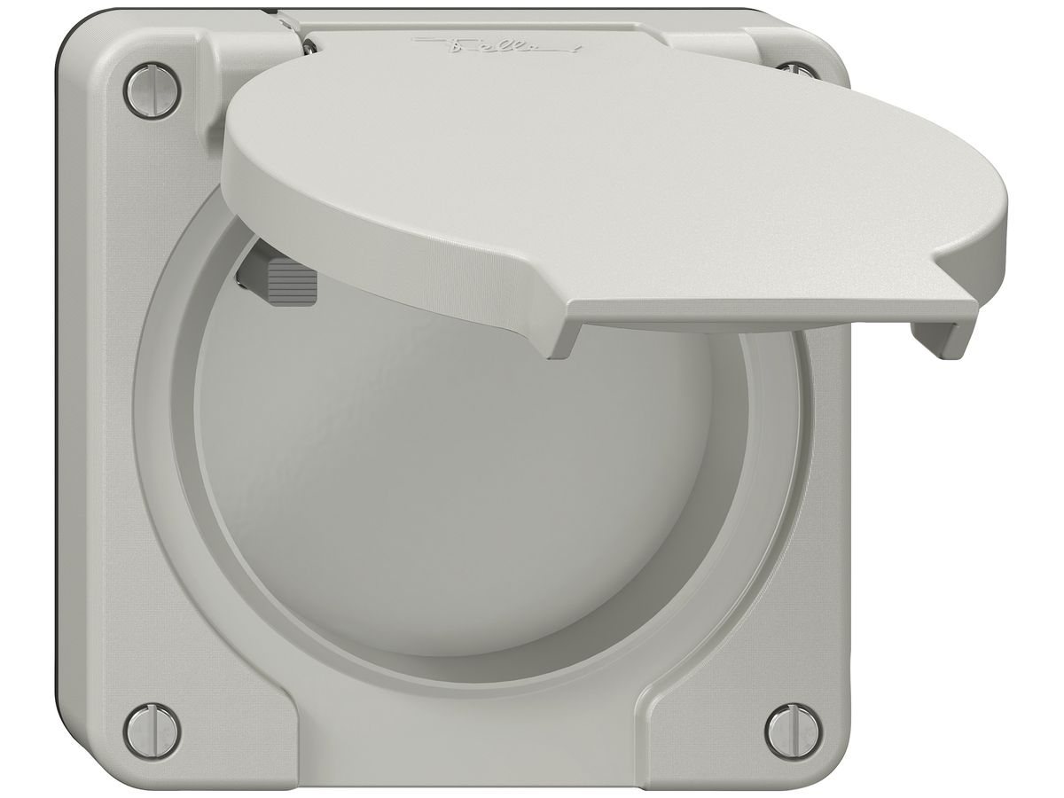 FI-Steckdose NEVO, 10A 250V, mit Anschlussklemmen, blind, lichtgrau