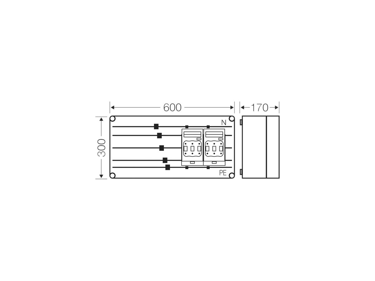 NH-Gehäuse Hensel Mi, 2×3×NH00, mit Sammelschiene, 630A, 5-polig