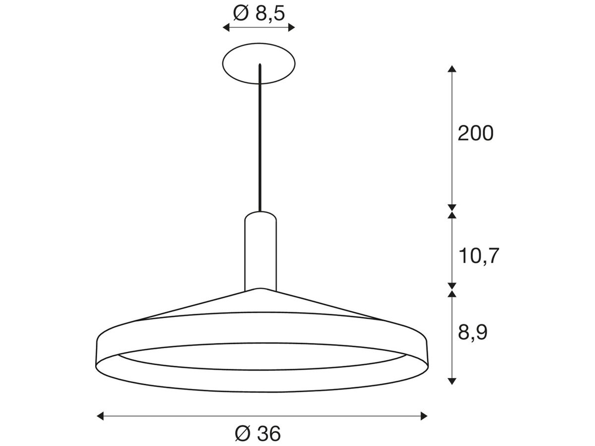 LED-Pendelleuchte SLV LALU TETRA 10W 700lm 2700…3000K DIM Ø360×190mm schwarz