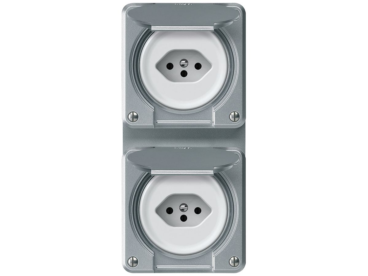 UP-Kombination robusto 2×Steckdose T13 86×146mm Aluminium