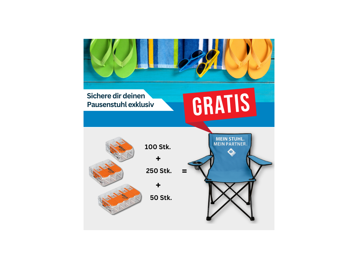 Sommeraktion ELGH Wago-Klemmen - mit Campingstuhl in ELGH Farbe