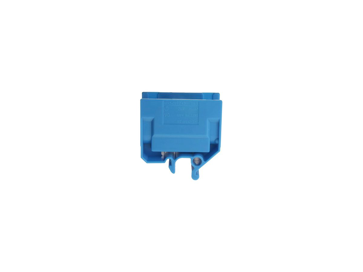 Abzweigklemme Woertz 16…35mm² 125A 750V Schraubanschluss 2×1 G-Schiene blau