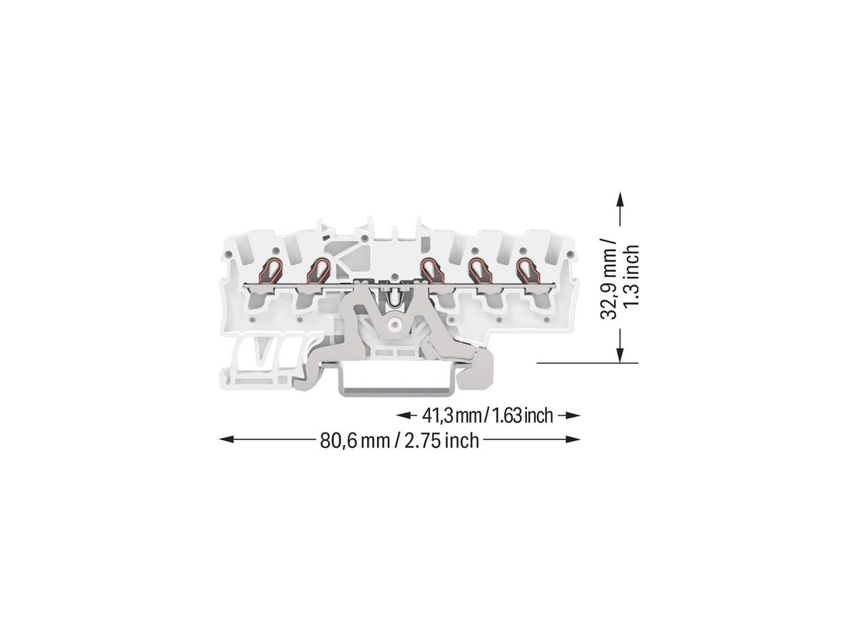 Durchgangs-Reihenklemme WAGO TOPJOB S 1.5mm² 18A 800V 1Etg×5P Ex weiss