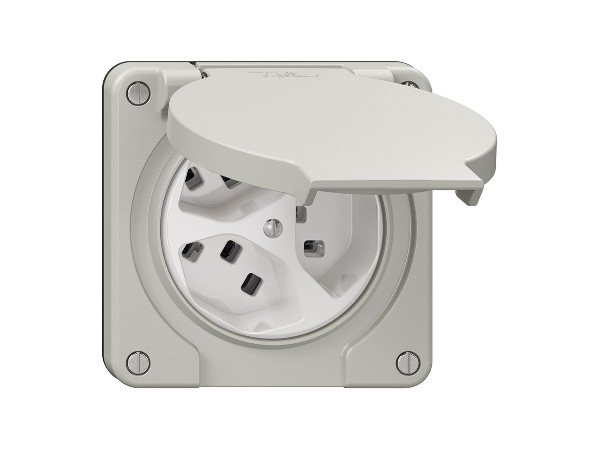 Steckdose NEVO N.CO, 3×T23, IP21, lichtgrau