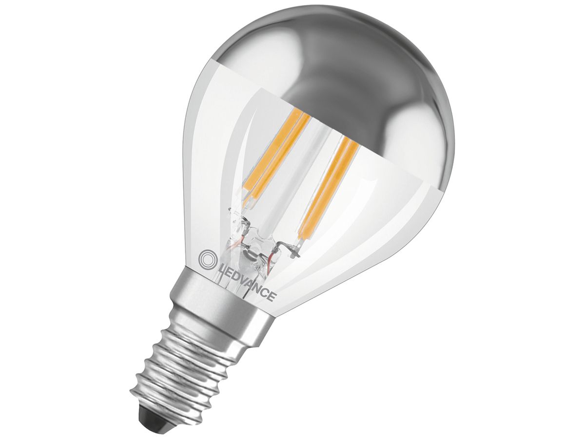 LED-Lampe LEDVANCE CLAS P E14 4W 350lm 2700K Ø45×77mm klar kuppenverspiegelt