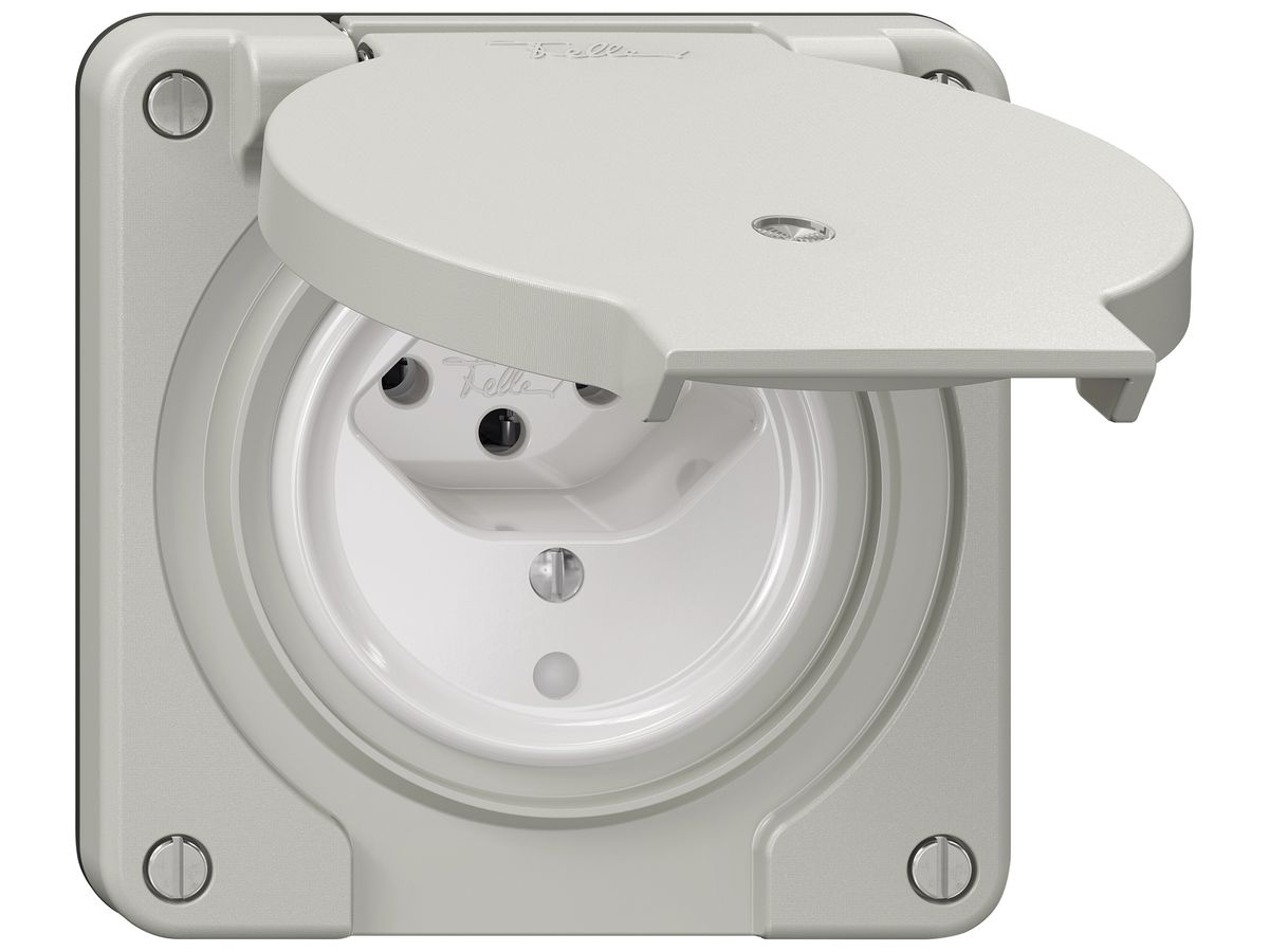 Steckdose NEVO SNAPFIX® 1×T13 10A 250V beleuchtet 87×87×32mm IP21 lgu