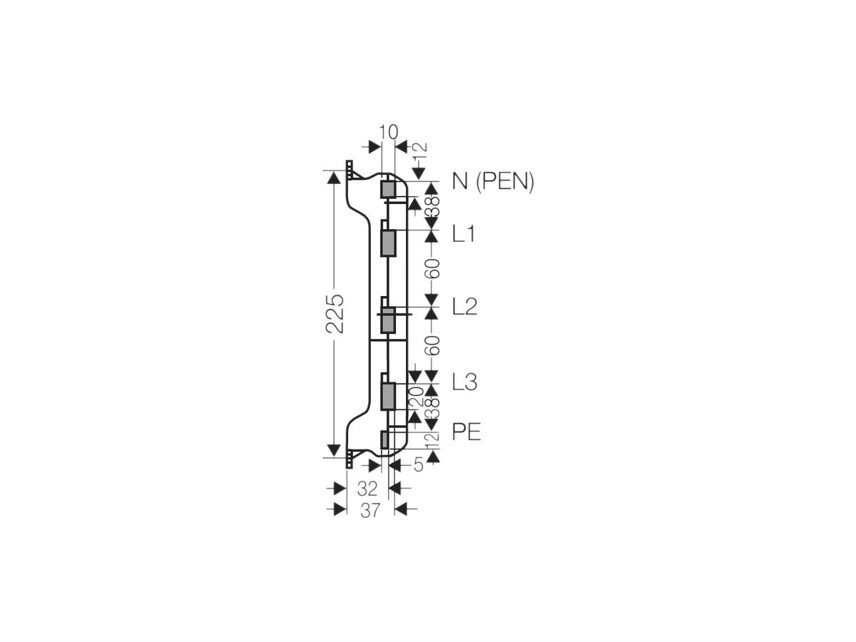 Sammelschienenträger Hensel für Sammelschienen 20×10mm, 400A