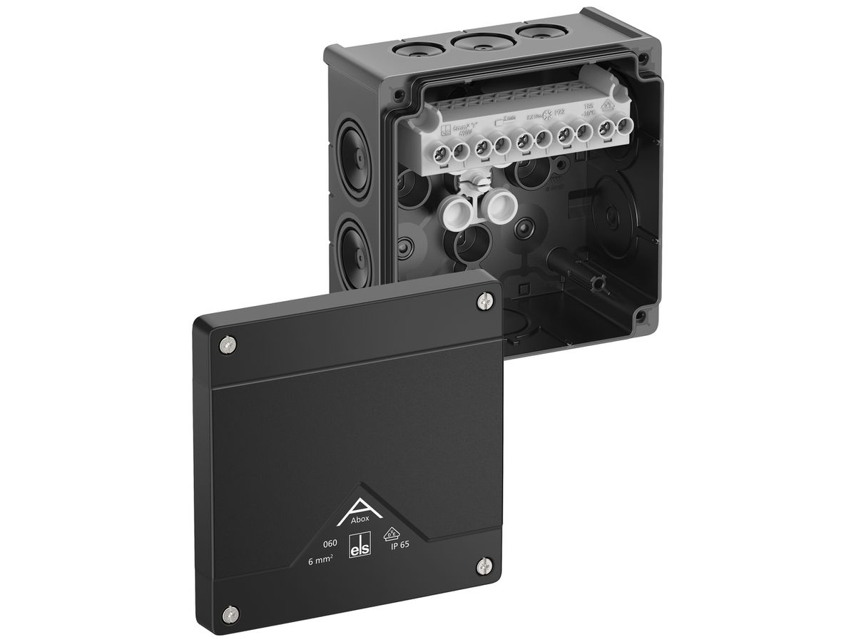 AP-Abzweigdose Spelsberg Abox 060-6²/sw 127×127×70mm IP66 sz