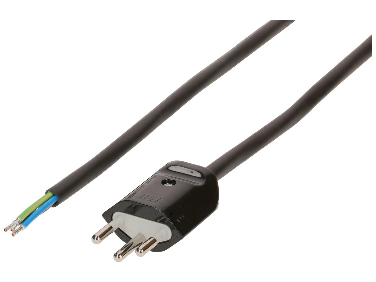 Apparatekabel MAX HAURI Td 3×1mm² 3m schwarz Stecker T12