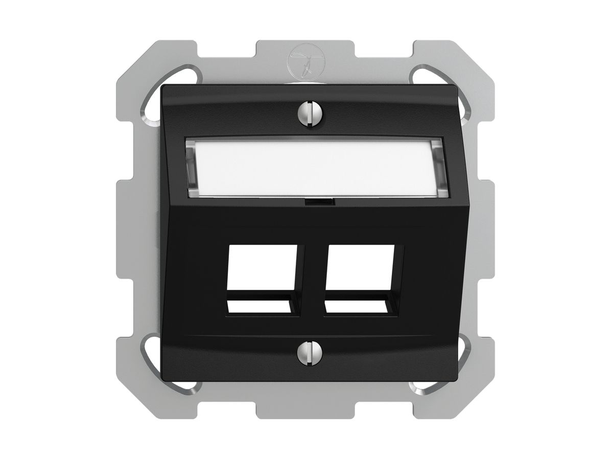 UP-Montageset EDIZIOdue FM, mit Schrägauslasshaube, für 2×Keystone, schwarz