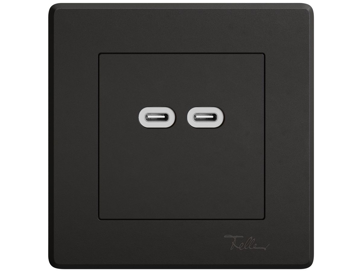 UP-USB-Ladesteckdose EDIZIO.liv SNAPFIX® 230VAC 18W 2×USB Typ C sz