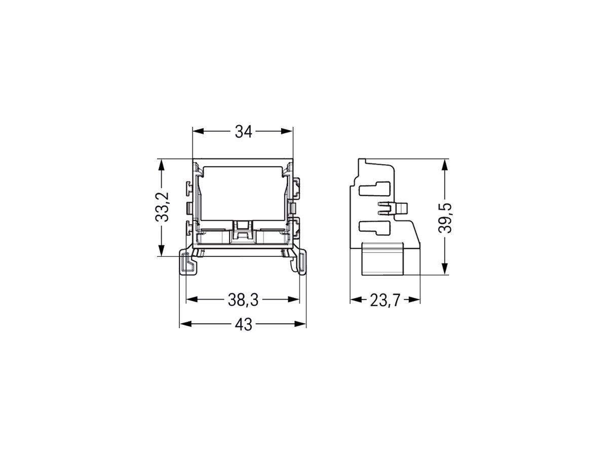 Befestigungsadapter WAGO o.Zugentlastung für 10×4mm² TH35 ws