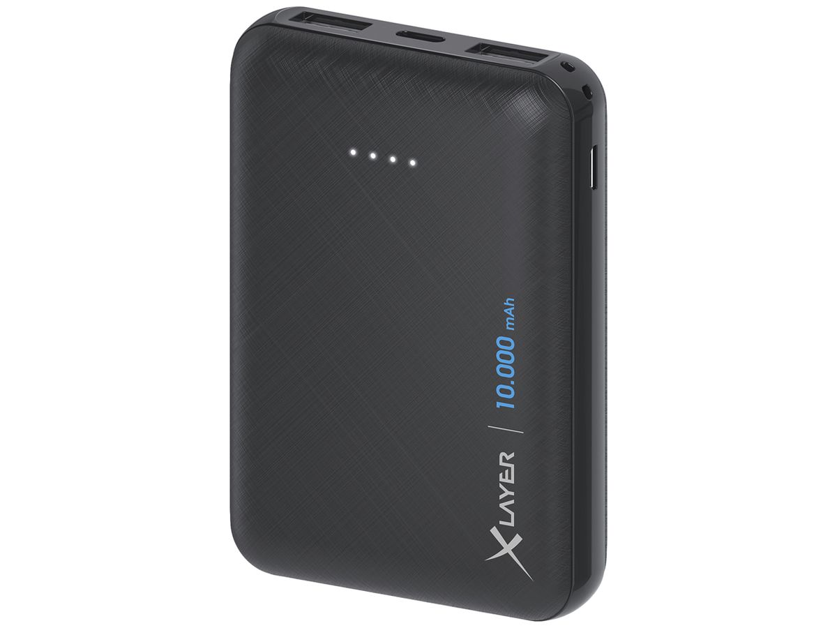 Powerbank XLayer Micro 10000mAh 2×USB-A ≤2.1A 91×64×22.5mm 200g schwarz