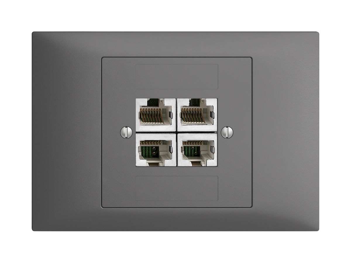EB-Dose 4×RJ45/s 4P getr. EDIZIOdue dunkelgrau, ITplus