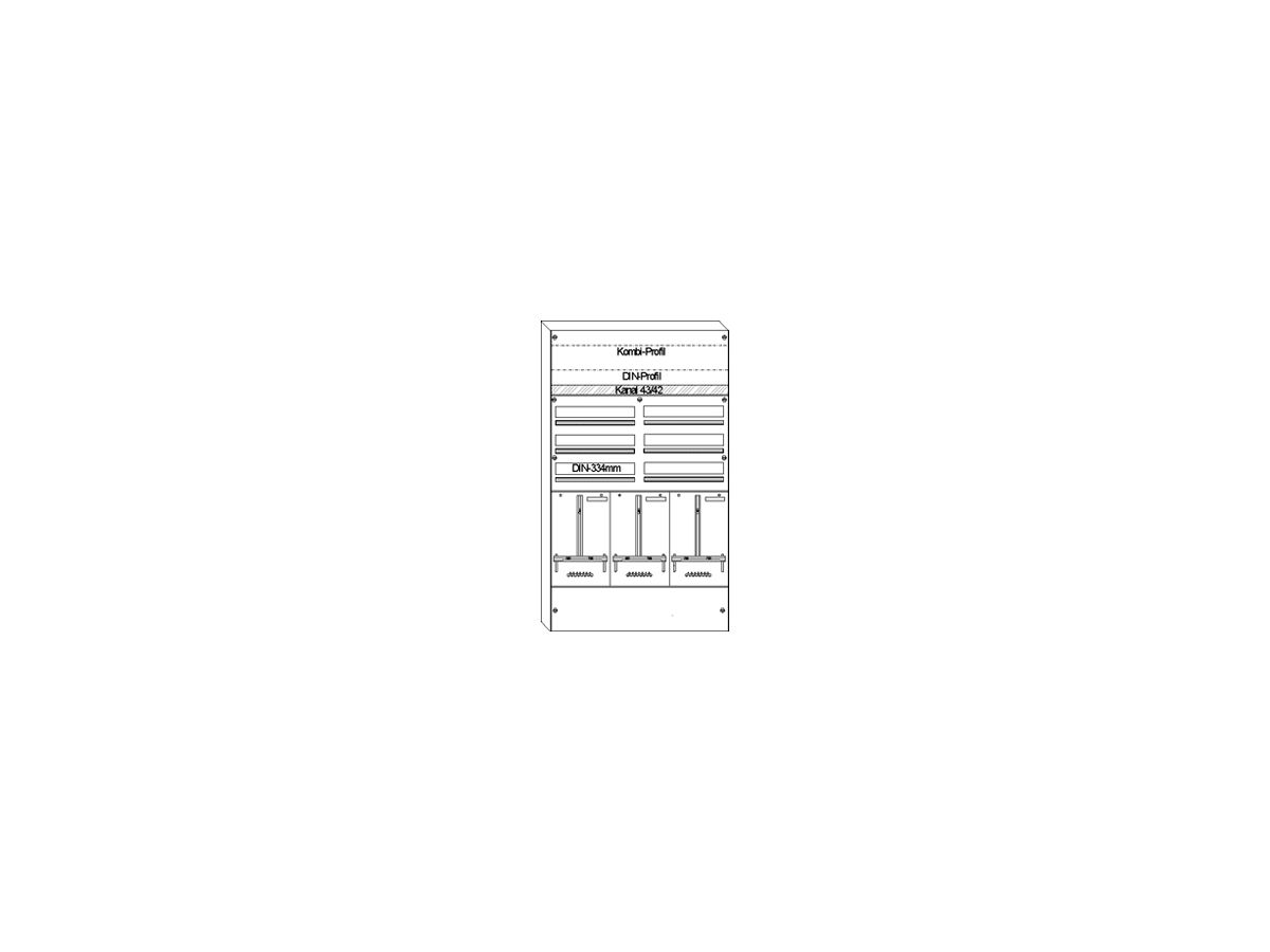 AP-Zählerverteiler HAG 2Z 1NKE 2×3R/114 Module 755×1270×97mm