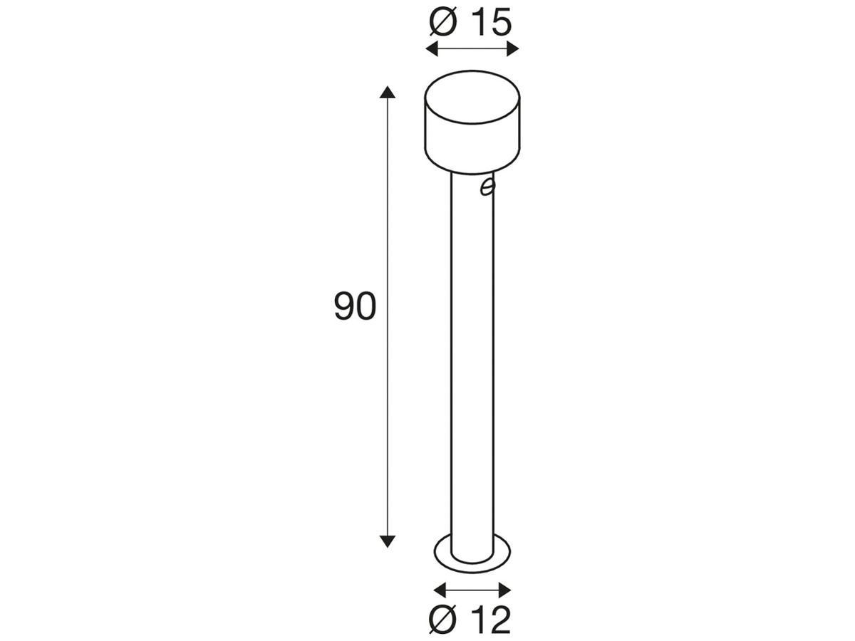 LED-Pollerleuchte SLV TAHA SEN 10W 450lm 2200…2700K IP54 Ø150×902mm schwarz
