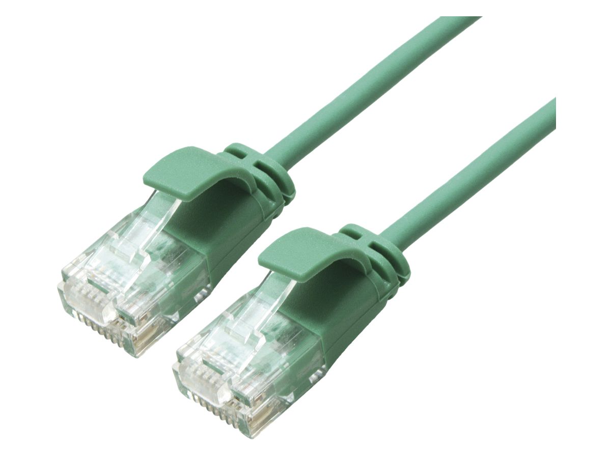 Patchkabel RJ45 ROLINE Slim, Kat.6A U/UTP, rund, grün, 1m