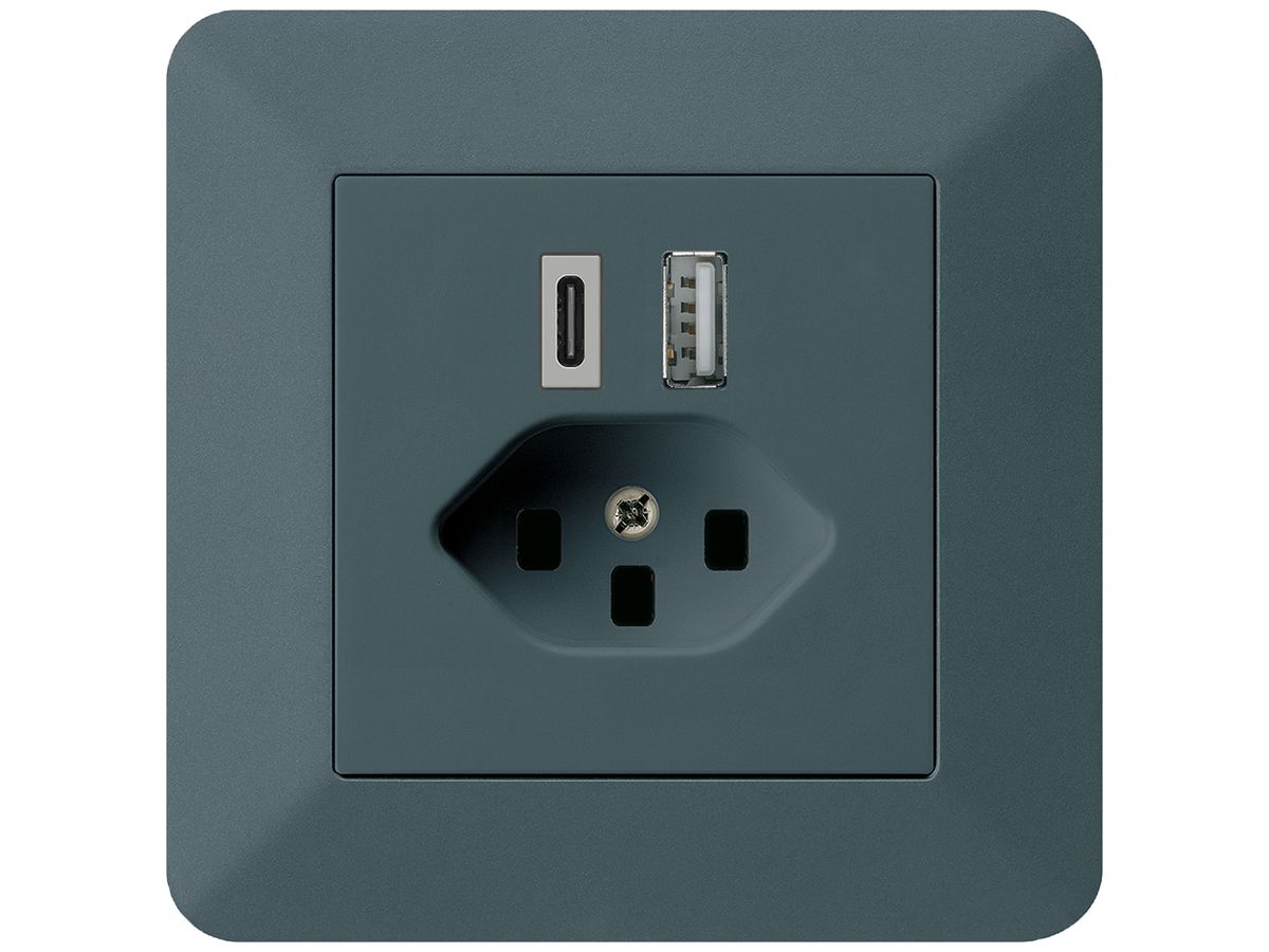 UP-USB-Ladesteckdose kallysto.trend 18W PD 1×Typ A 1×Typ C T23 anthrazit