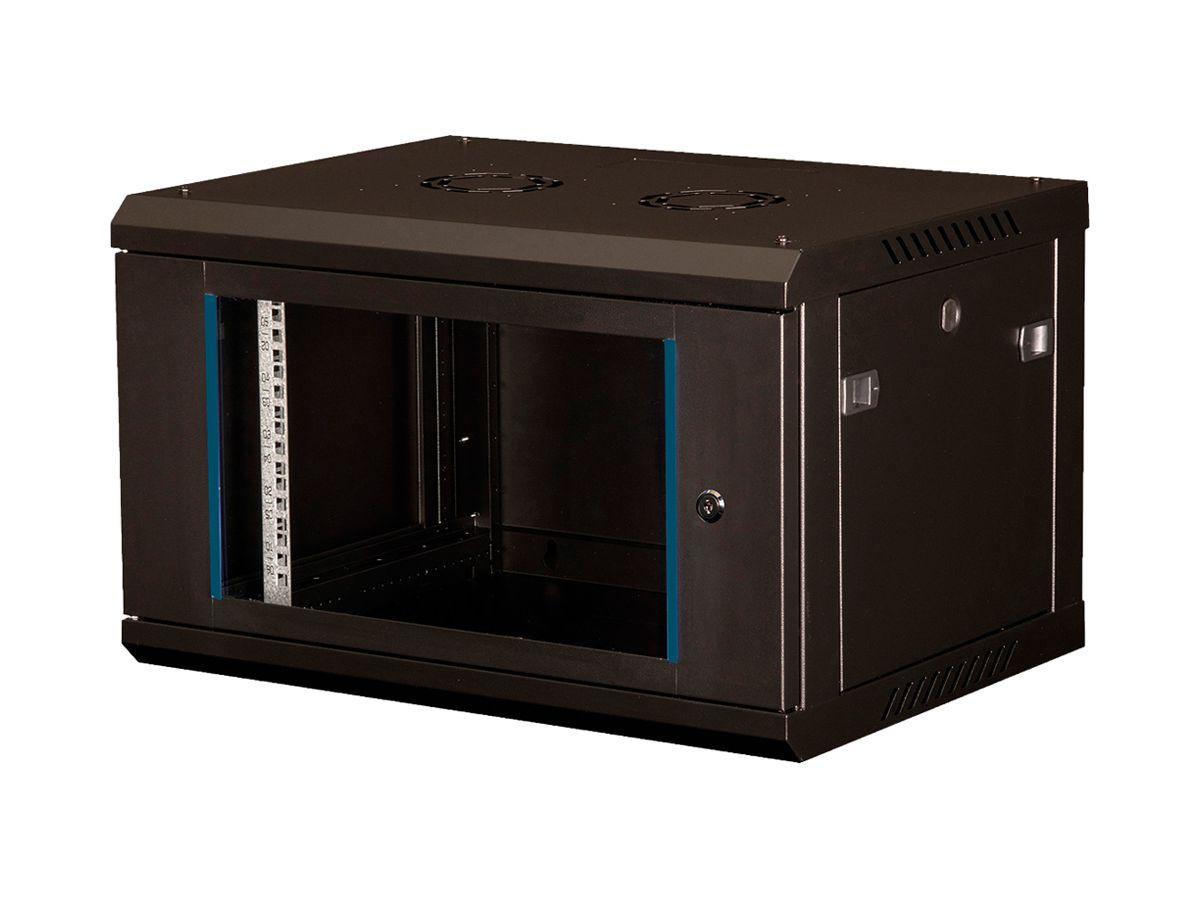 Wandgehäuse 19" VALUE 600×379×450mm 6HE 1×Tür Stahl schwarz