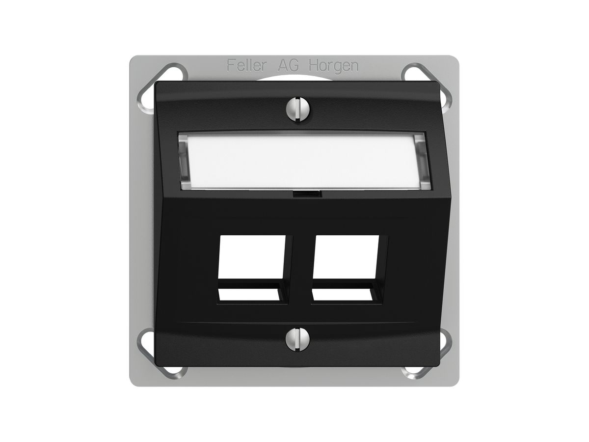 EB-Montageset EDIZIOdue FM.TE, mit Schrägauslasshaube, für 2×Keystone, schwarz