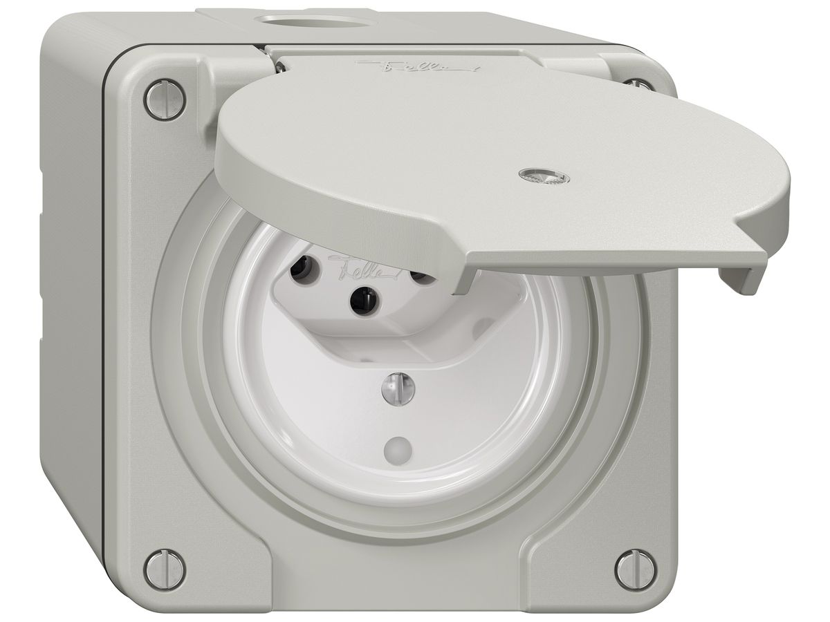 AP-Steckdose NEVO SNAPFIX® 1×T13 10A 250V beleuchtet 87×87×70mm IP21 lgu