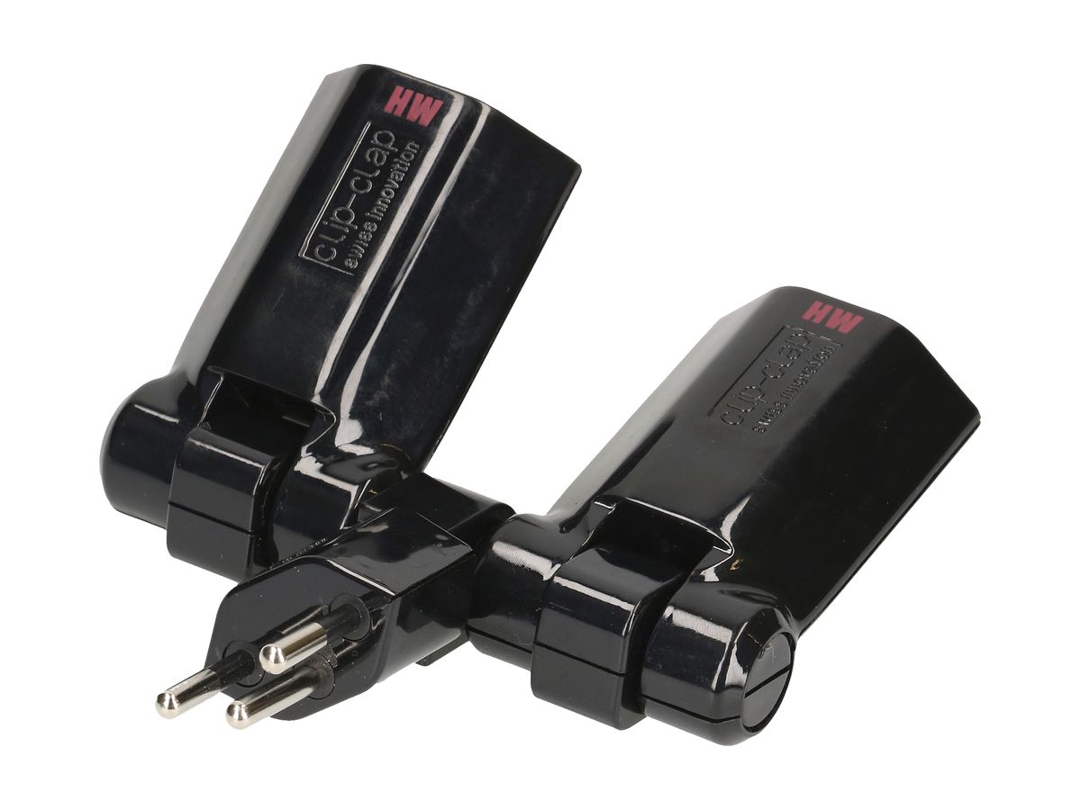 Mehrfachstecker MAX HAURI Clip-Clap 2×T13 schwarz mit Kinderschutz
