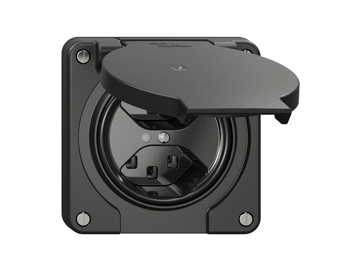 Steckdose NEVO N.CO, 2×T23, IP21, m.LED, schwarz