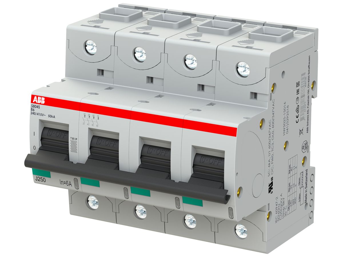 Leitungsschutzschalter ABB S804S-B6 4P 400V B-6A 50kA 6TE