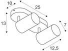 Spot SLV ASTO TUBE GU10 2×10W Ø70×125mm weiss