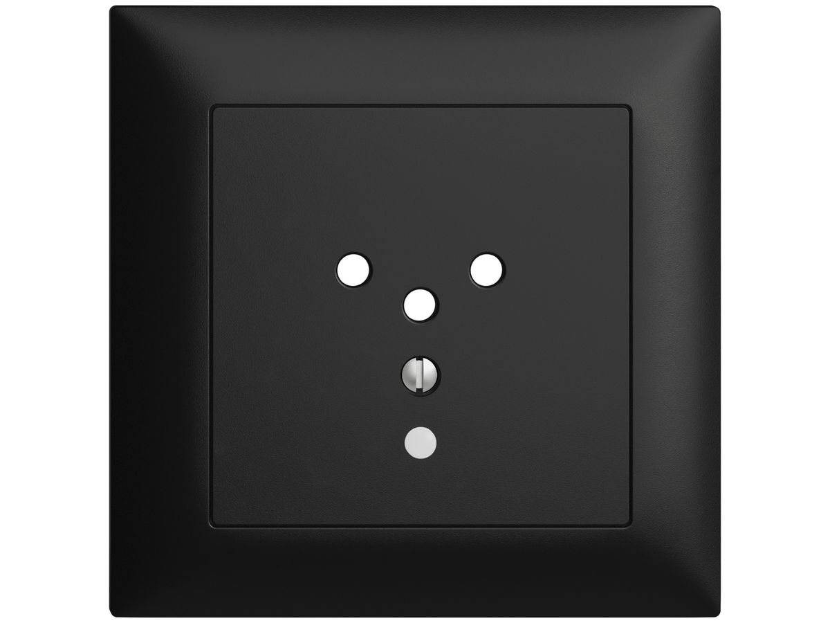UP-Frontset EDIZIOdue T12 schwarz 88×88mm mit Linse für Steckdose