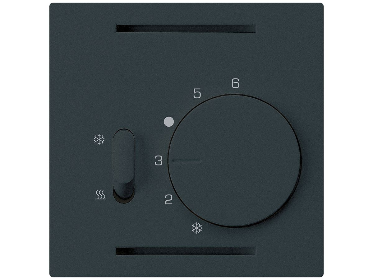Frontplatte Hager kallysto, für Thermostat mit Schalter Heizen/Kühlen, schwarz
