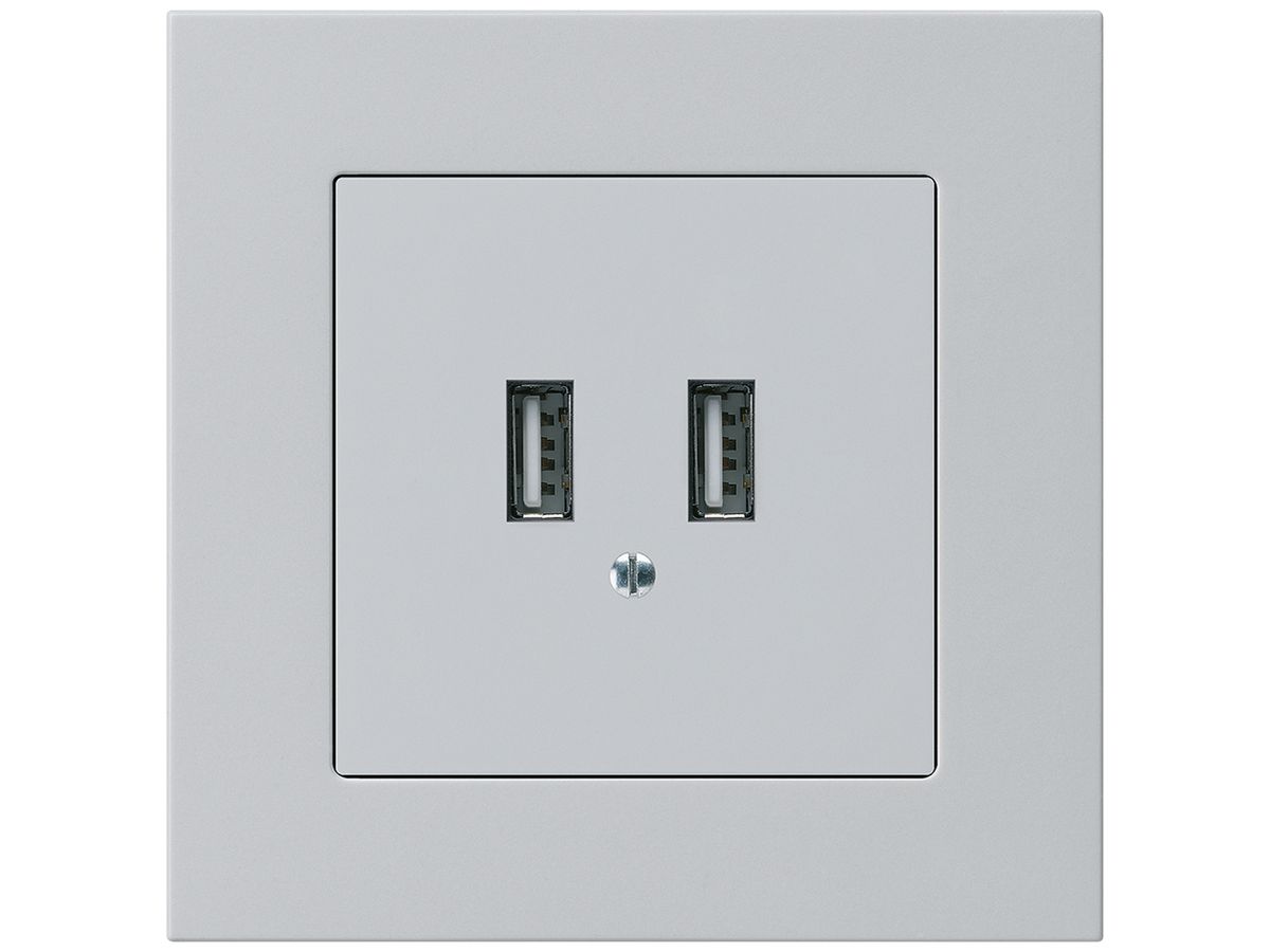 UP-USB-Ladesteckdose Hager kallysto.pro 240V 2400mA hellgrau