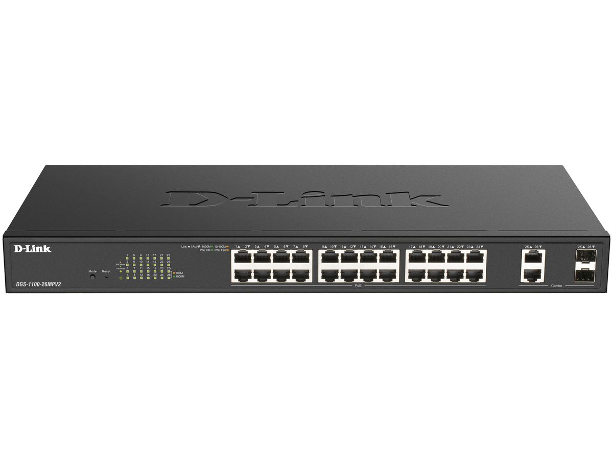 Switch D-LINK DGS-1100-26MPV2/E, 26-Port smart managed Layer2 Gigabit PoE+