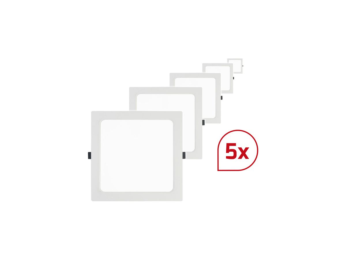 EB-LED-Deckenleuchte DOTLUX SQUAREeco 16W 1280lm 840 175×175mm weiss 5er Set