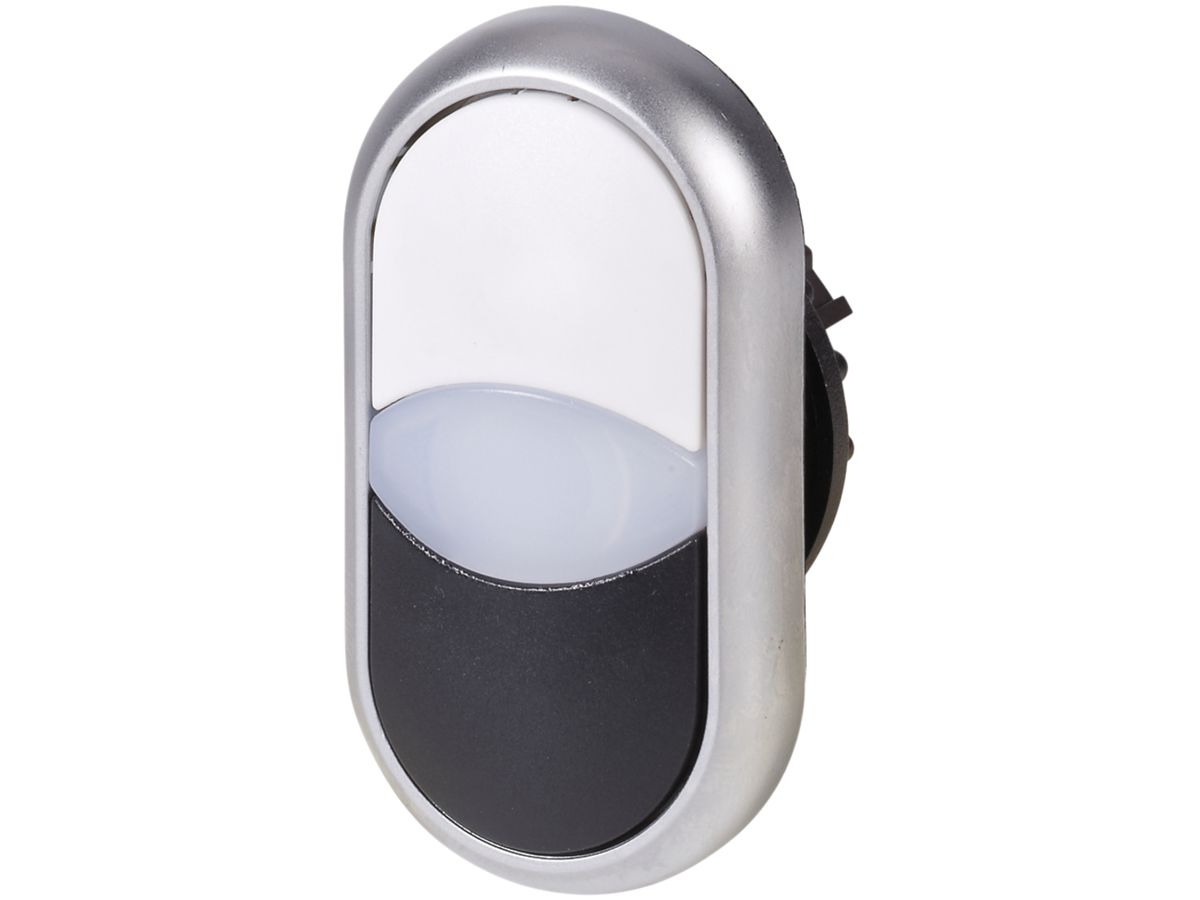 Doppeldrucktaste ETN RMQ flach weiss/schwarz, Ring verchromt