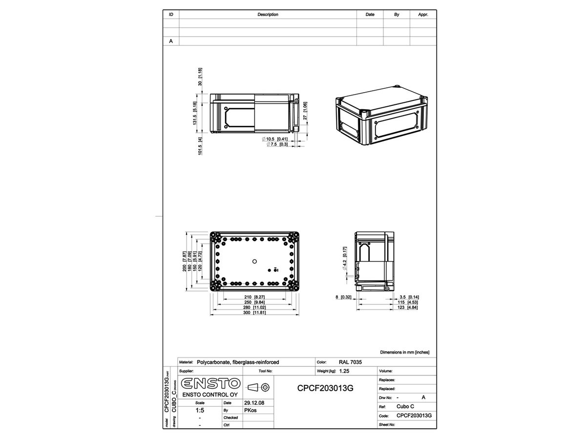 App.-Geh.RW CUBO C 200×300×130 CPCF G OHI CP 1H grau