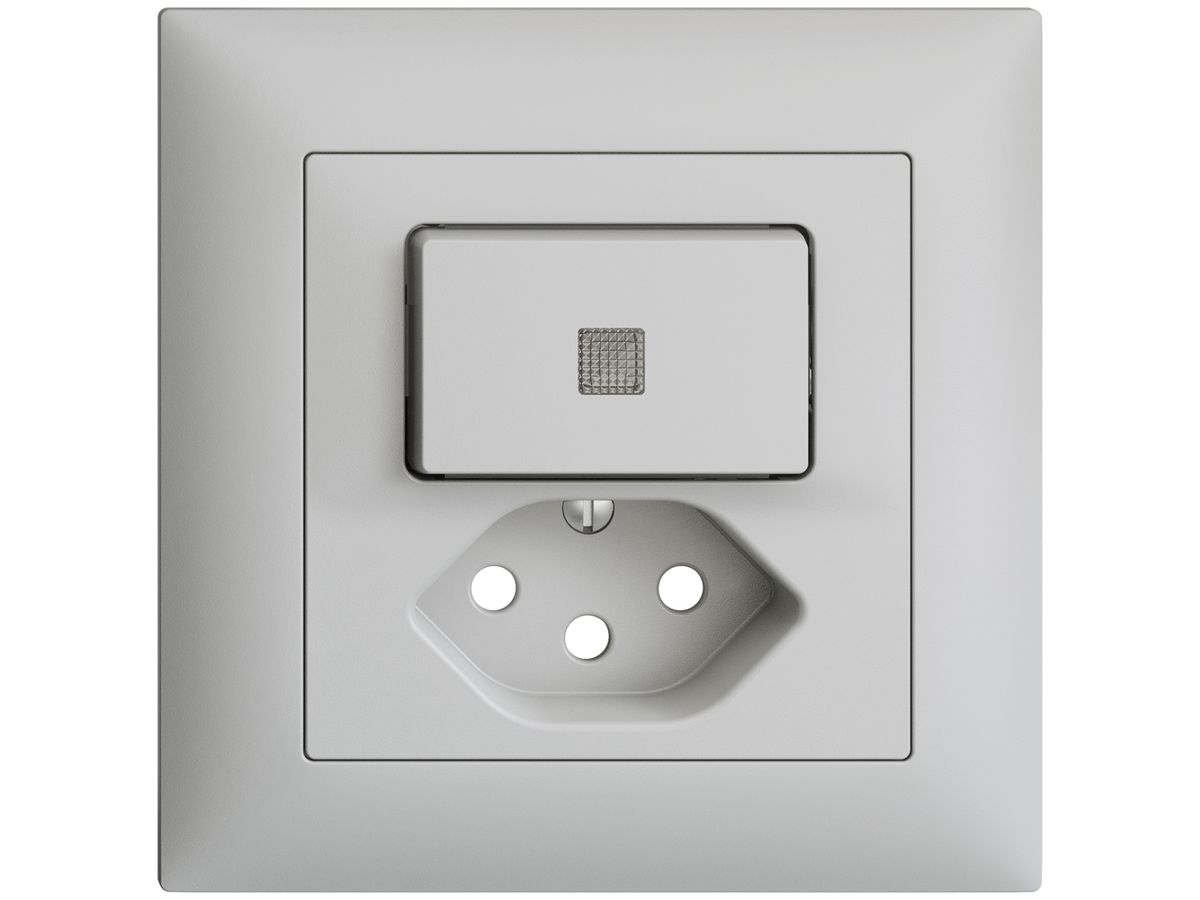 UP-Frontset EDIZIOdue T13 88×88mm hellgrau mit Linse, mit Kinderschutz