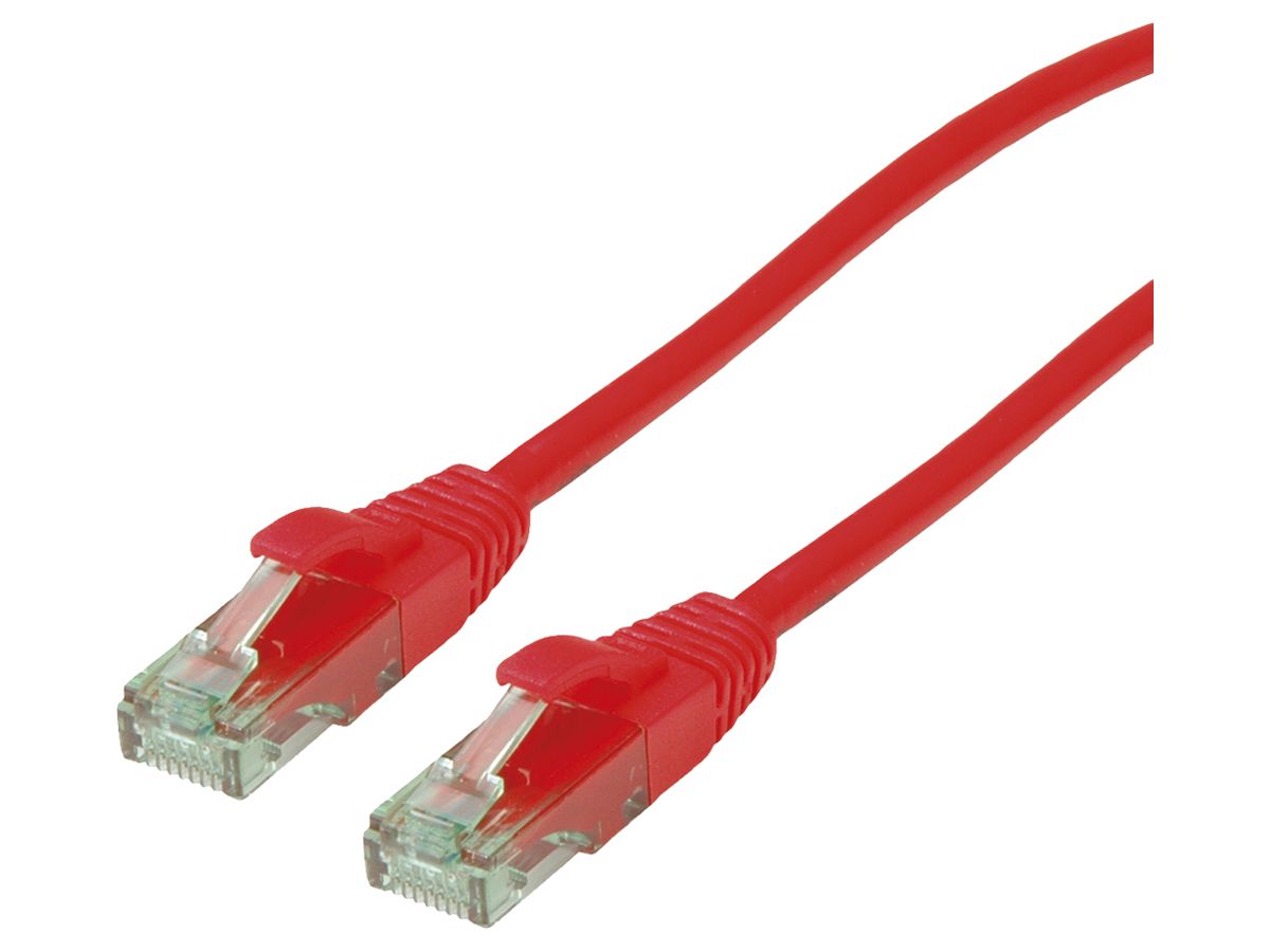 Patchkabel RJ45 ROLINE RM Kat.6A U/UTP AWG26 TPE rot 3m