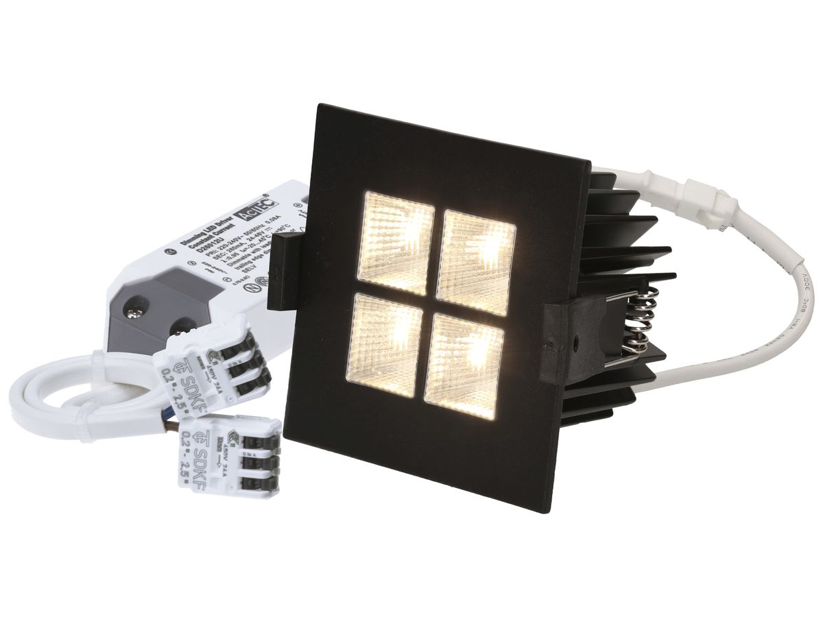 EB-LED-Spot MH maxLUCE SQUARE-4 11W 950lm 3000K  DIM 80×80mm schwarz 45°