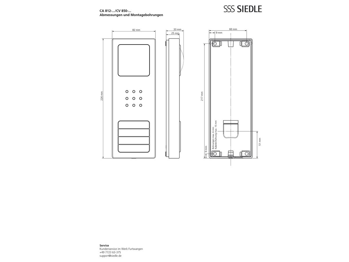 UP-Aussenstation Video Siedle Compact Bus 1 Kamera 12VAC 273×110×49mm IP54