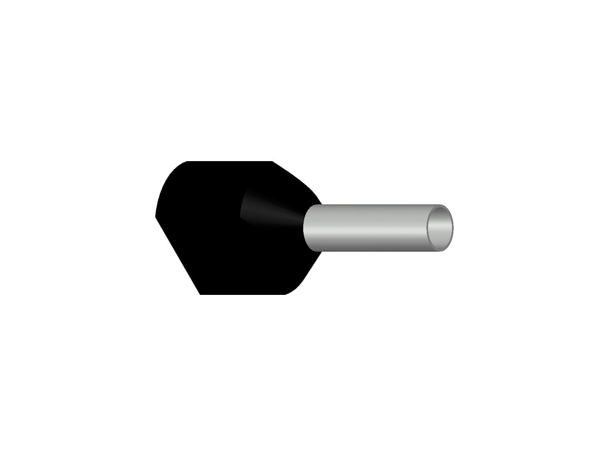Zwillings-Aderendhülse isoliert 2×1.5mm²/8mm schwarz