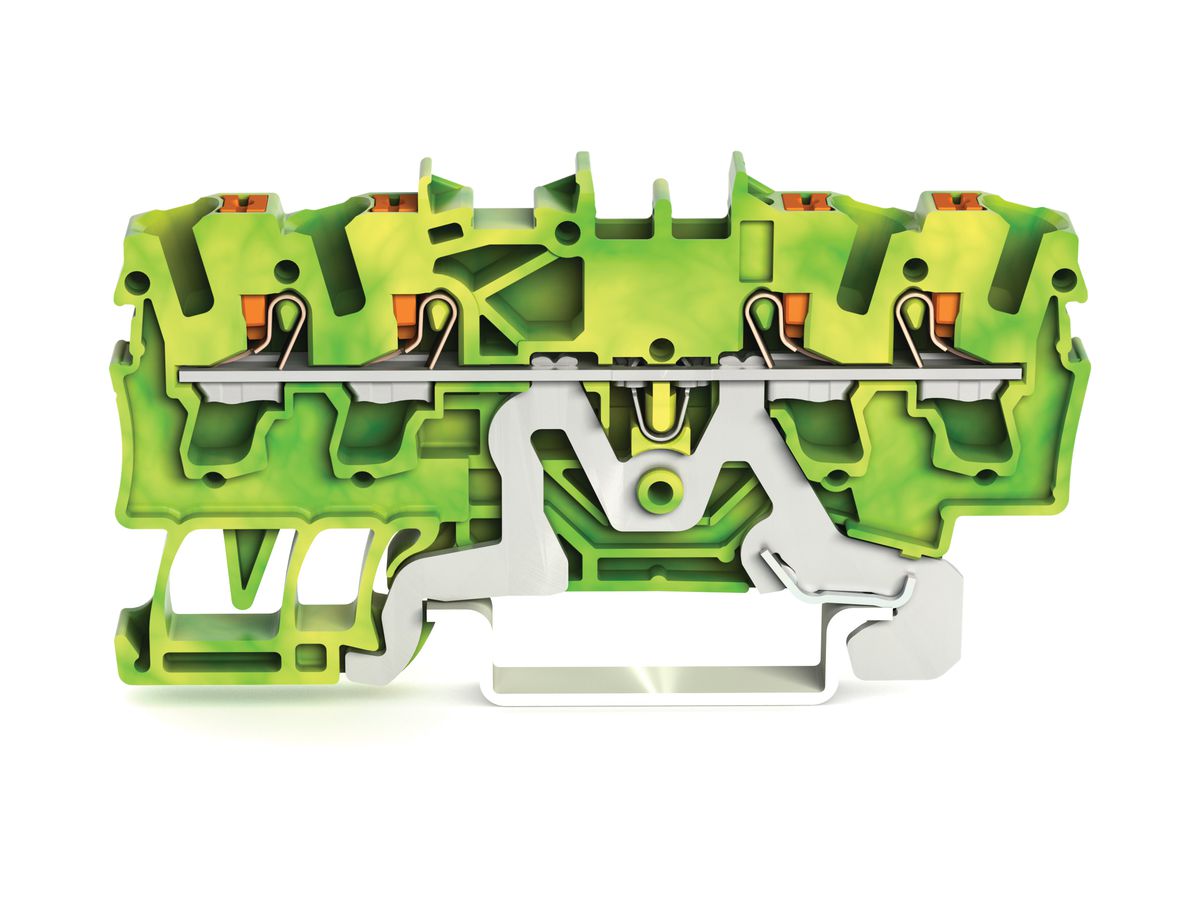 Schutzleiterklemme WAGO TOPJOB-S 2.5mm² 4L grün/gelb Serie 2202